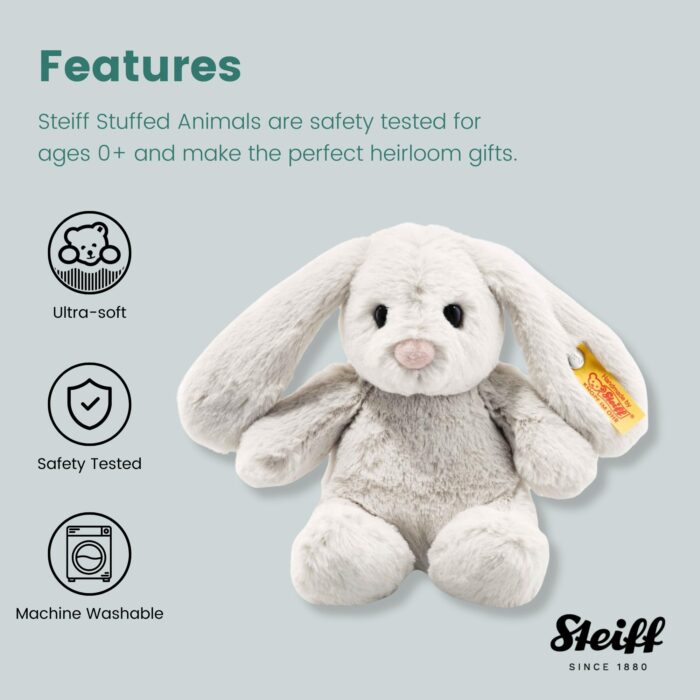 Steiff Hoppie Hase hellgrau, Plüschtier Hase mit Schlappohren, Soft Cuddly Friends, flauschiges Stofftier zum // Kuscheln – Bild 3